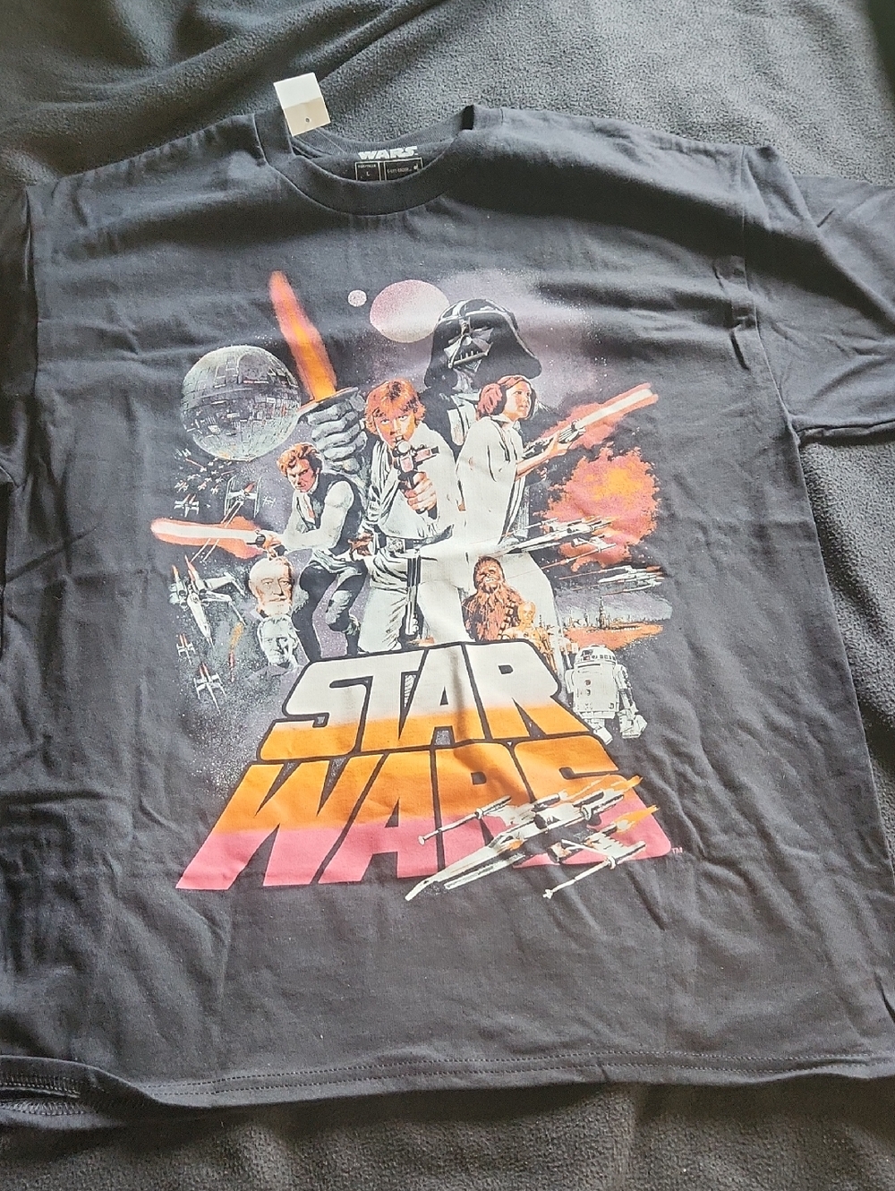 Star Wars Vintage Poster Graphic Tee - Black with Orange/Pink Logo